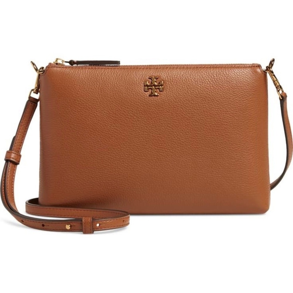 Authentic Tory Burch Mercer Brown Leather Crossbody Bag